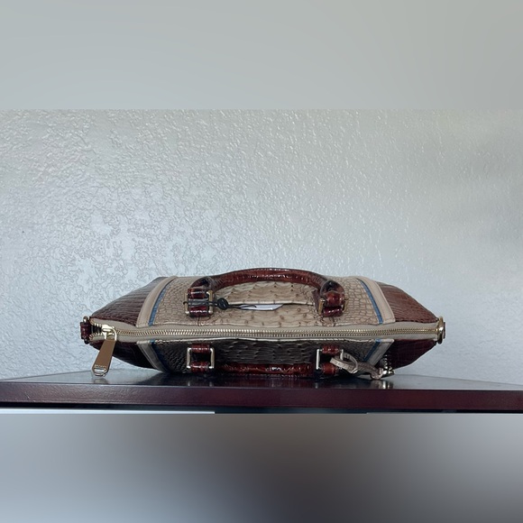 NEW Brahmin Large Duxbury Blue Tan and Brown Crocodile Embossed Satchel - Picture 5 of 7